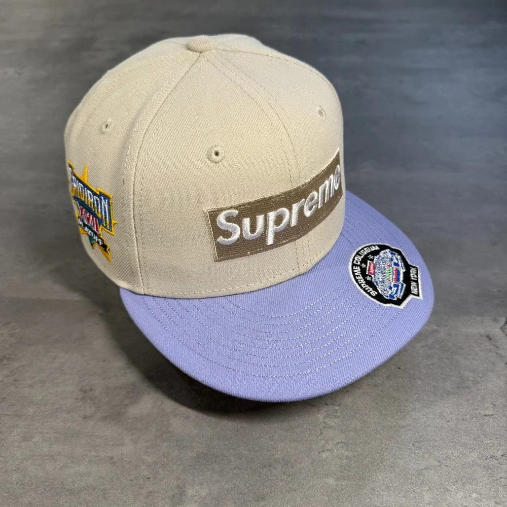 Supreme‎ Hat New Era Cap 7 1/8 Championships Box Logo Stone Purple RARE Football